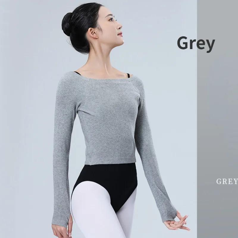 Autumn and Winter Women's Ballet Dance Training Clothes One-shoulder Sweater Adult Modern Dance Long-sleeved Pullover Warm Tops