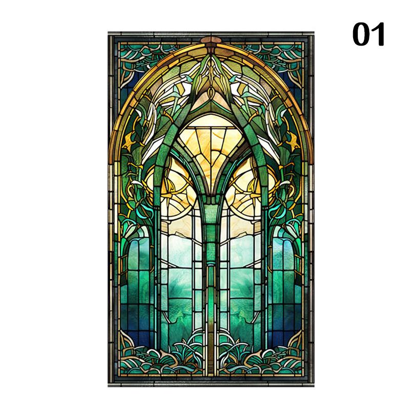 Retro Art Skleněná Fólie Evropský Styl Vitrážové Kostelní Umění Soukromí Okenní Samolepky Neprůhledné Hotelový Klub Veranda Okenní Dekorace Fólie