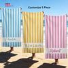 USA Warehouse Personalized Custom Pink Striped Microfiber Sand Free Striped Beach Towels with Knitted Techniques