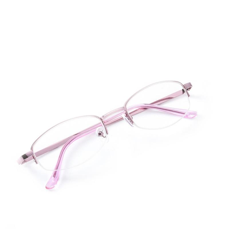 Ladies Pink Half Frames Elegant Reading Eyeglasses Metal Mother Stylish Reading Eyeglasses Resin Super Lightweight Reading Reading Eyeglasses