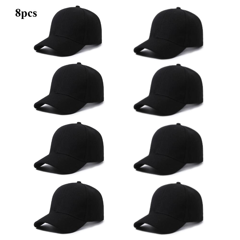 8pcs Adjustable Hat Solid Color Kids Baseball Cap Boy Girl Solid Color Cotton Adjustable Hats Snapback Hip-Hop Sun Hat Wholesale