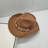 202511-shi ins chic autumn Britain Classic cowboy rhinestone chain flower polyester lady fedoras cap women panama JAZZ hat