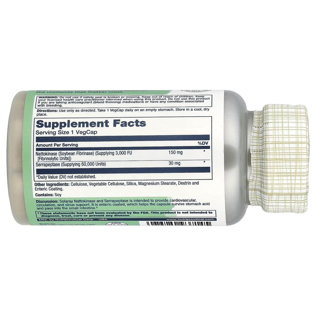 Nattokinase Serrapeptase, Vegcap 30 tablets