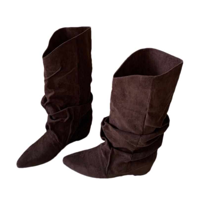 Płaskie Kozaki Damskie Szpiczasty Nosek Projektanckie Buty do Połowy Łydki Zima 2025 Modne Botki Chelsea Nowy Trend Gladiator Walking Mujer Botas