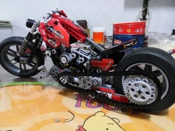 378Pcs Technic Motorcycle Exploiture Model Harley Vehicle Bricks Block Building