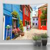 Italien Ländliche Kleinstadt Straßenlandschaft Wandbehang Wandteppich Retro Stil Architektur Hintergrund Dekor Hippie Schlafzimmer Decke