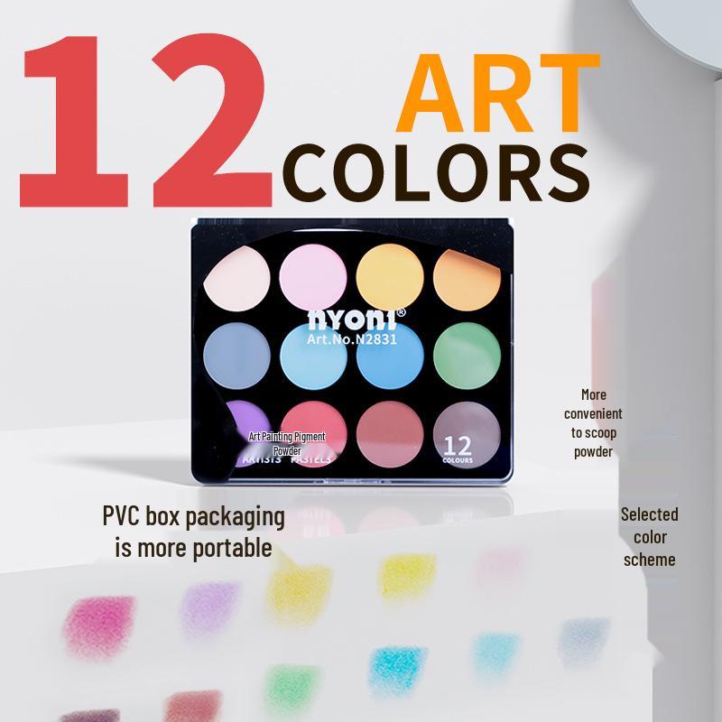 Ni O Ni 12-Color Artist Sketching Charcoal and Graphite Powder Cake Set