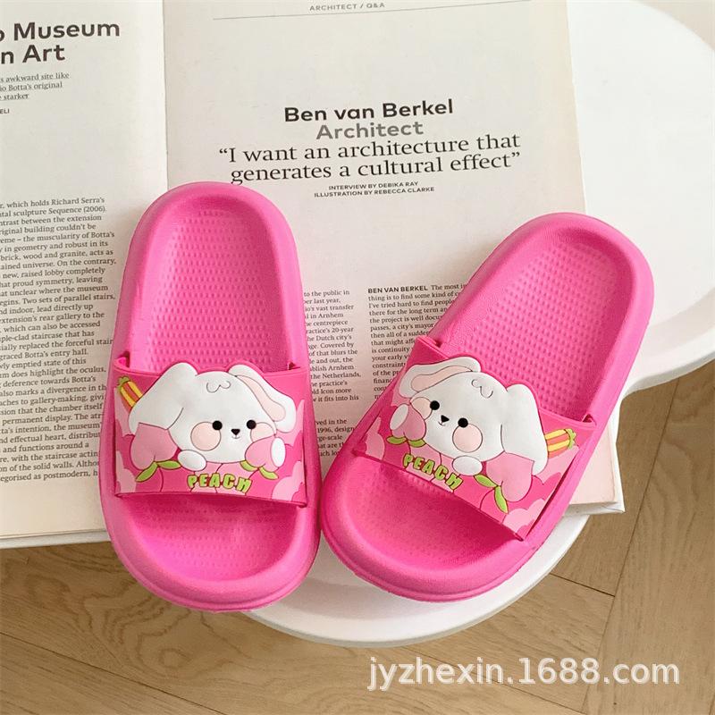 Chinelos de Verão para Meninas - Desenho de Pêssego Antiderrapantes - Sapatos Fofos e Macios para Interior/Exterior