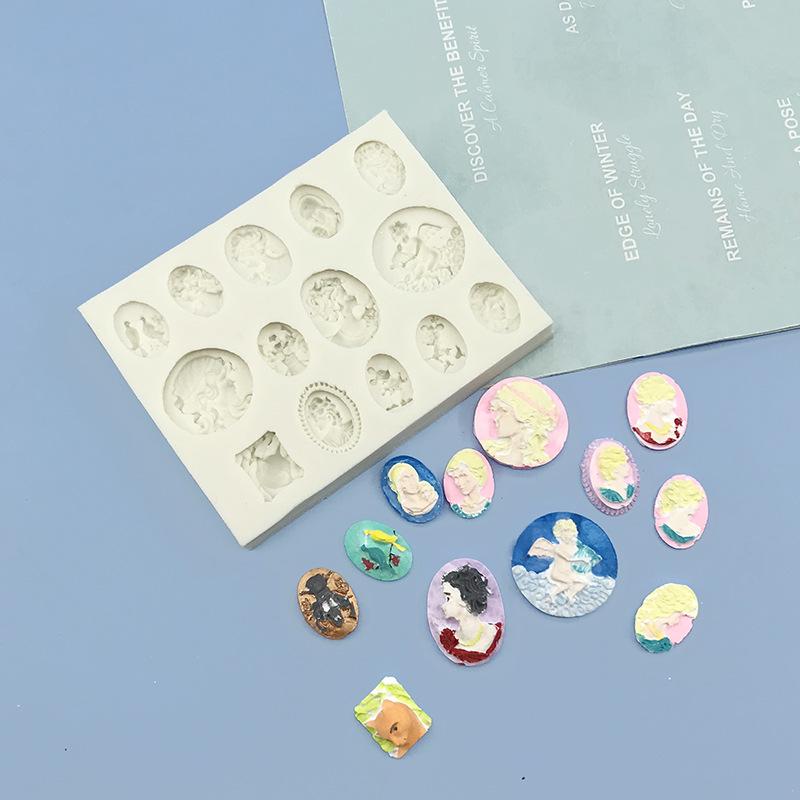 European Retro Goddess Relief Mirror Frame Silicone Mold