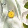 Backpacks Pins Lemon Slice Brooch Pin, Oil Dripping Fruit Pin with Rhinestone Leaf, Decorative Badge for Clothes Bags Scarves Metal