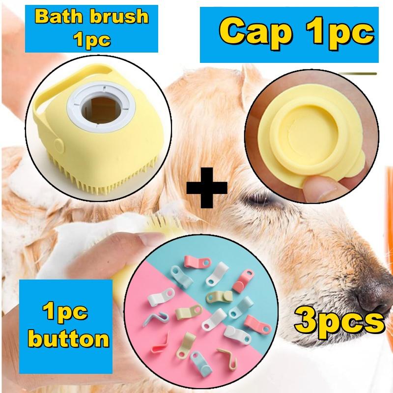 Non-toxic Pet Bath Brush with Massage Bristles, Detachable Design, Built-in Storage, Suitable for Cats and Dogs