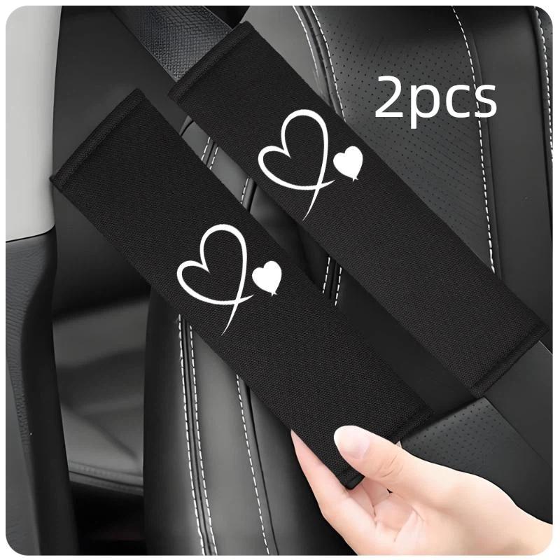 Heart-shaped Embroidered Car Seat Belt Shoulder Pads 1/2PCS Soft Breathable Cute Gift for Car Lovers Drivers