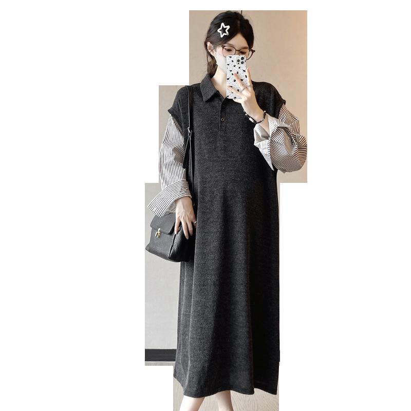 Spring Korean Style Loose Patchwork 2-Piece Plus Size Maternity Fashion