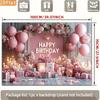 2D Elegant Pink Balloon Happy Birthday Backdrop Banner with Crown & Gifts