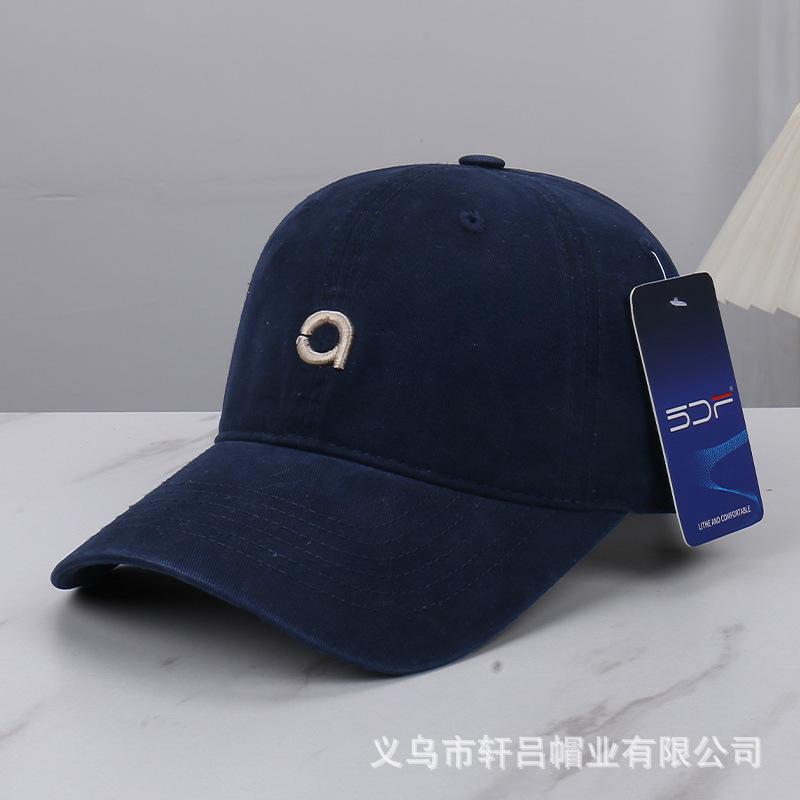 Solid color simple letter embroidery big head circumference baseball cap spring and summer new versatile face small sunshade cap