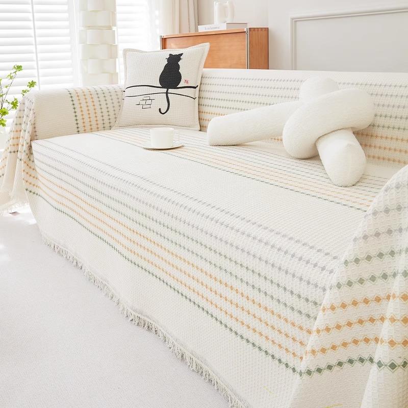 

Хлопковое и льняное полотенце для дивана, полное покрытие, ткань для четырех сезонов, универсальное полотенце для дивана, чехол для дивана в стиле Ins, подушка для дивана 180*130CM