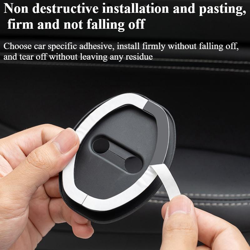 4pcs/set Door Shock Absorber Pad Flexible Lock Protector Silicone Auto Door Lock Latches Cover For Tesla Model 3 Y X S