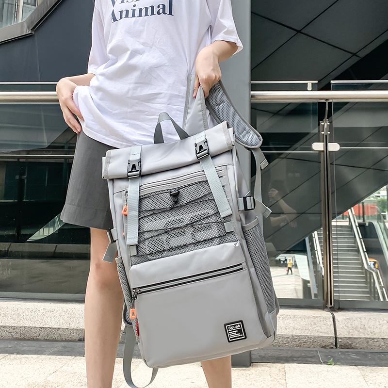 Drawstring hemming student schoolbag 2023 locomotive Korean version hip-hop style sports fitness backpack