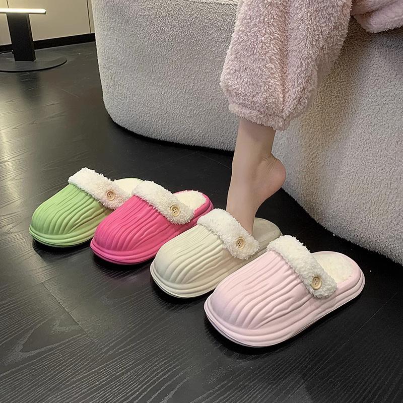 New thickened cotton slippers, new home warm plush non-smelly foot cotton slippers for external wear