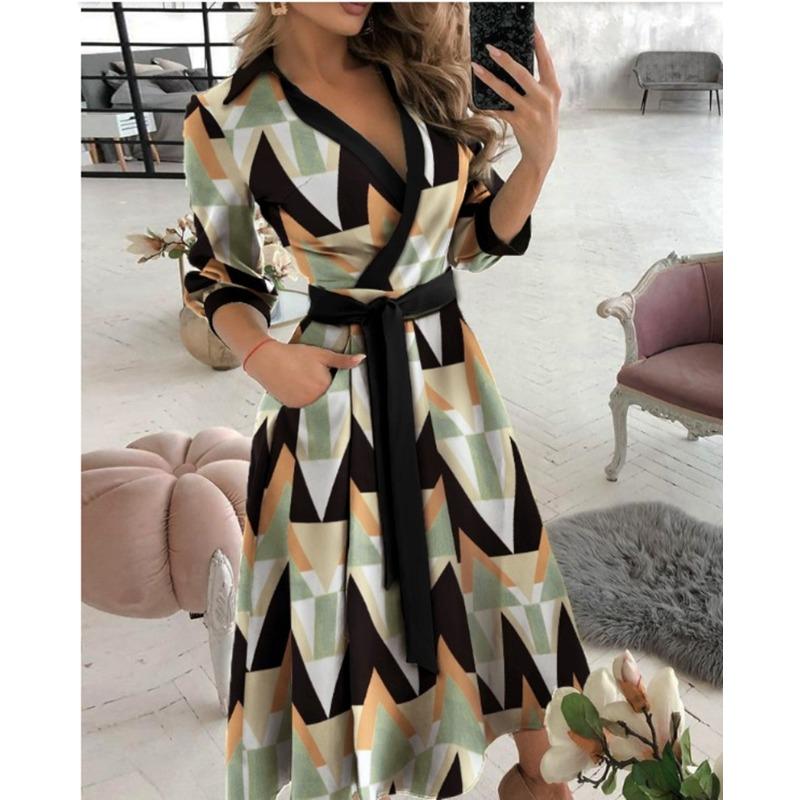 GMXIA Women's Fashion Autumn Winter Long Sleeve V-Neck Casual Dresses