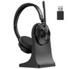 Voistek Professional Wireless Bluetooth with Charging Stand and USB New Button Mute Simultaneous Connection with Two 50 Hours of Talk Fast Low
