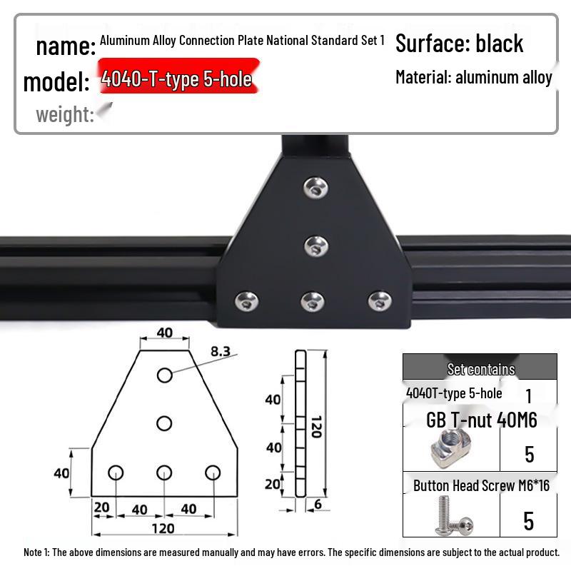 T-slot Aluminum 5-Hole 2020/3030/4040/4545 Triangle Connector Plate