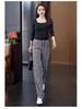 Women's Striped Elastic Waist Wide-Leg Knitted Pants, Slim-Fit Casual, Spring/Autumn 2025.