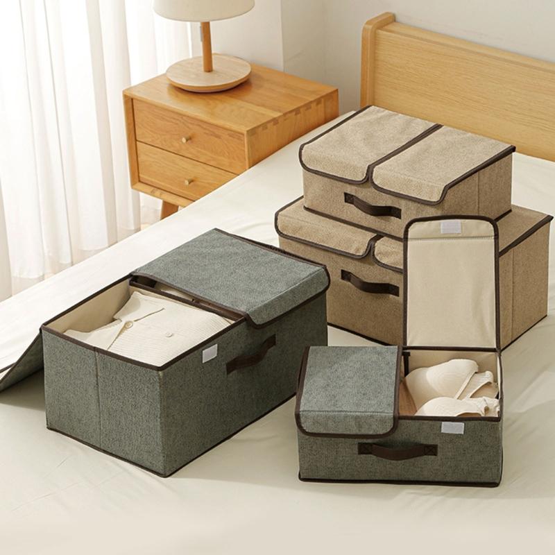 Space Saving Foldable Clothing Organizers Box Nonwoven Fabric Storage Container With Dividers And Protective Cover