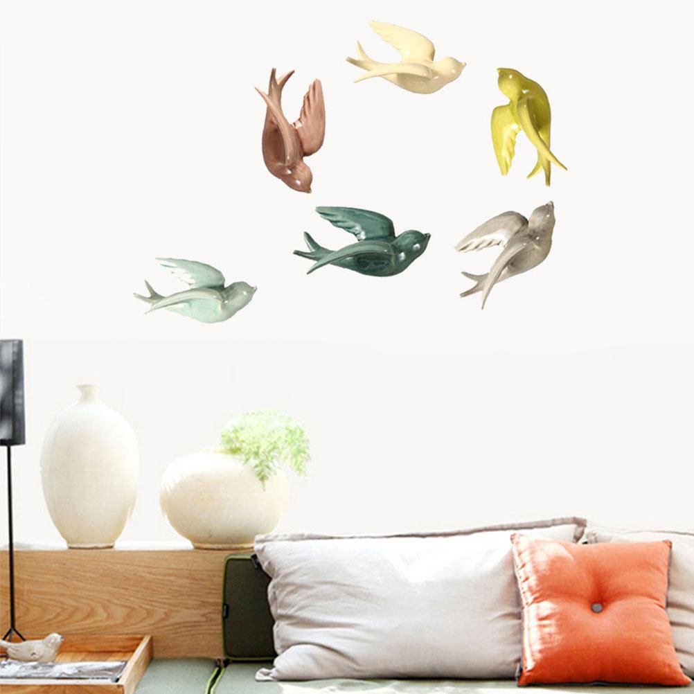 1 Stück Keramik-Spatzen Wanddekoration Mehrfarbig Eisriss-Finish Lebensechte Vögel Wandkunst für Esszimmer Küche Schlafzimmer