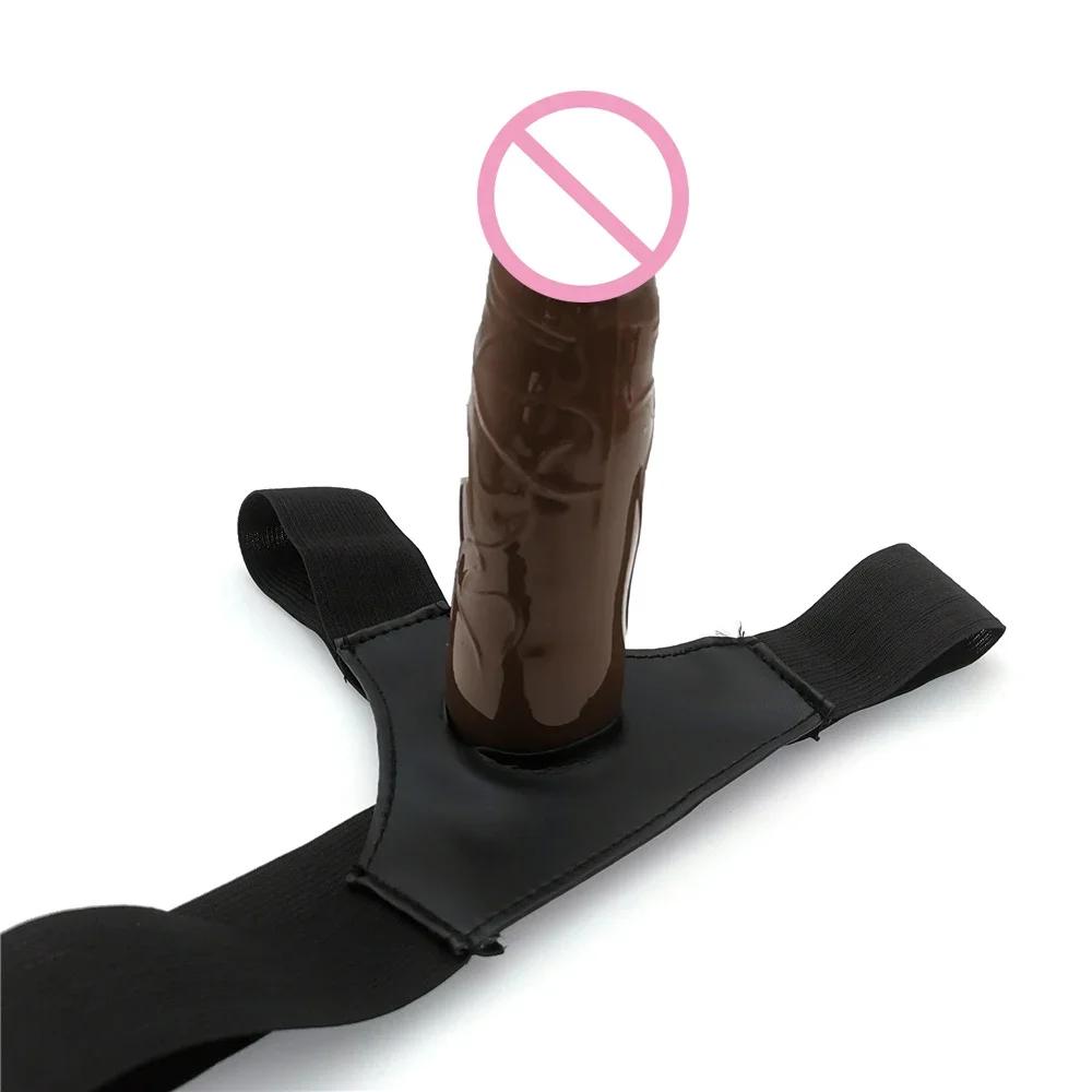 Men Strap On Dildo Panties Wearable Hollow Penis Lengthen Sleeve Strapon Dildo Pants Harness Belt for Man Sex Toys For Woman Gay
