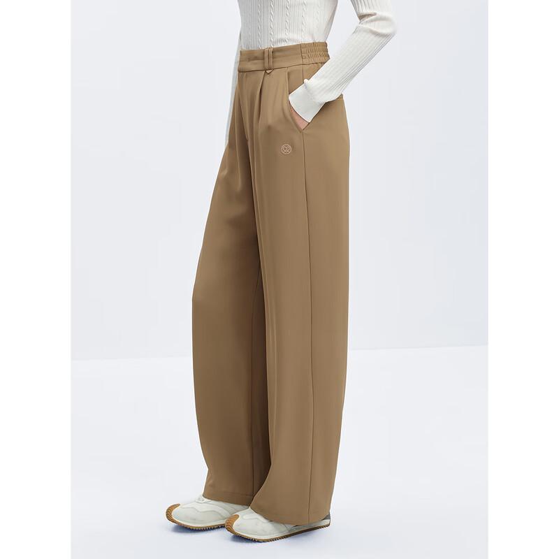 PEACEBIRD Women's High-Waisted Wide-Leg Casual Trousers