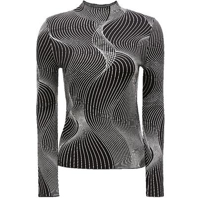 Women's Geometric Pattern Slim-Fit Mock Neck Knit Sweater