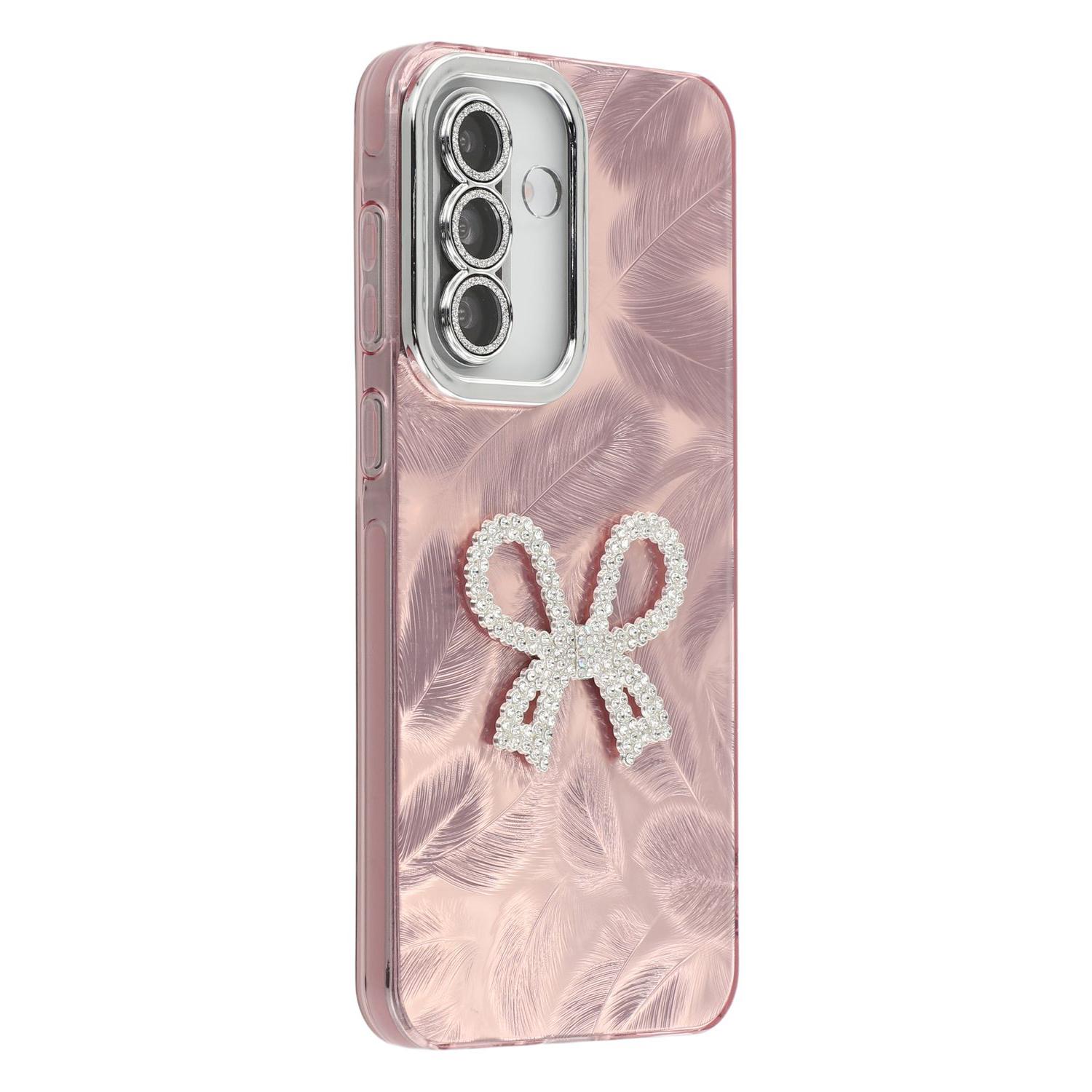 

Чохол для Samsung Galaxy A56 5G з великим бантом, декор IMD PC+TPU чохол для телефону зі скляною плівкою для об єктива As Shown A