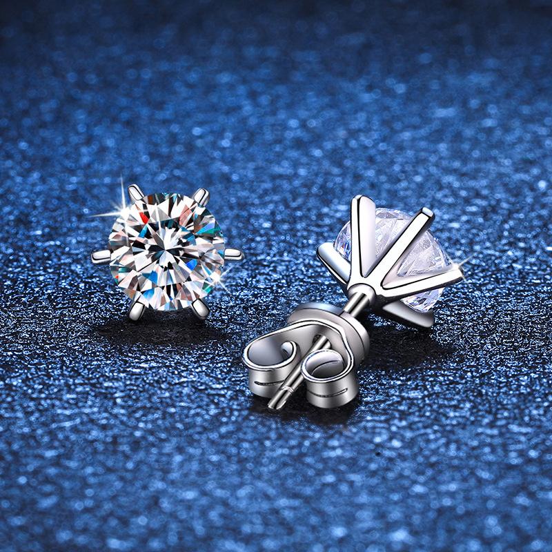 0.3-2ct Moissanite Earrings for Women Lab Grown Diamond Ear Studs 925 Silver Fine Jewelry Gift