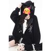 Subculture Wear Skull Cat Ears Hooded Jacket Women Autumn and Winter Fleece Loose Casual Lazy Grey Sweater Women