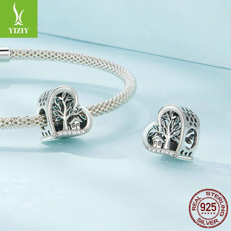 Yin Ziyun Heart-Shaped S925 Sterling Silver Family Tree DIY Bracelet Beads