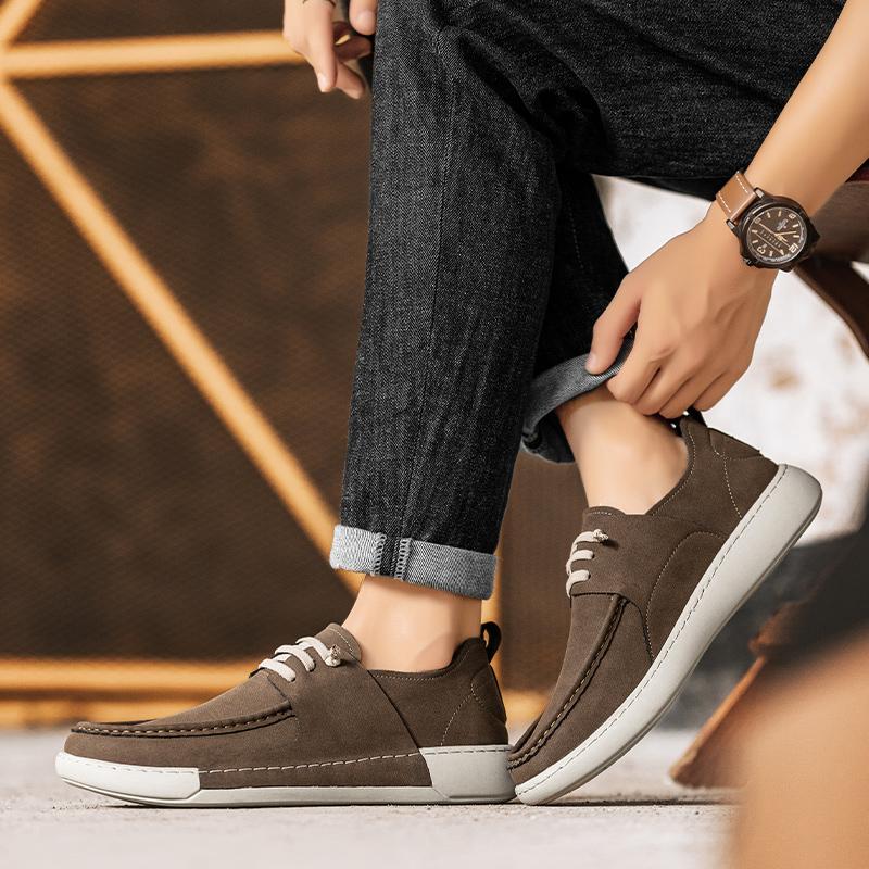 Men's Suede Leather Casual Shoes Retro Brown Moccasins Men High Quality Shoes Light Comfortable Driving Flats Sapatos Masculinos