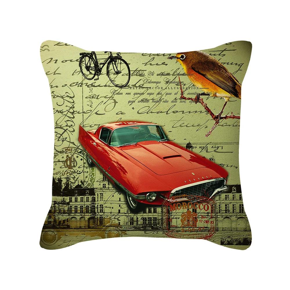 British Style Cushion Cover 18x18 Inches Pillow Case Red Blue Pillow Covers Retro Home Decorations Throw Pillow Case for Couch