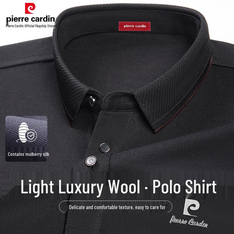 Pierre Cardin Men s Wool Silk Blend Long-Sleeve Polo Shirt 48/M