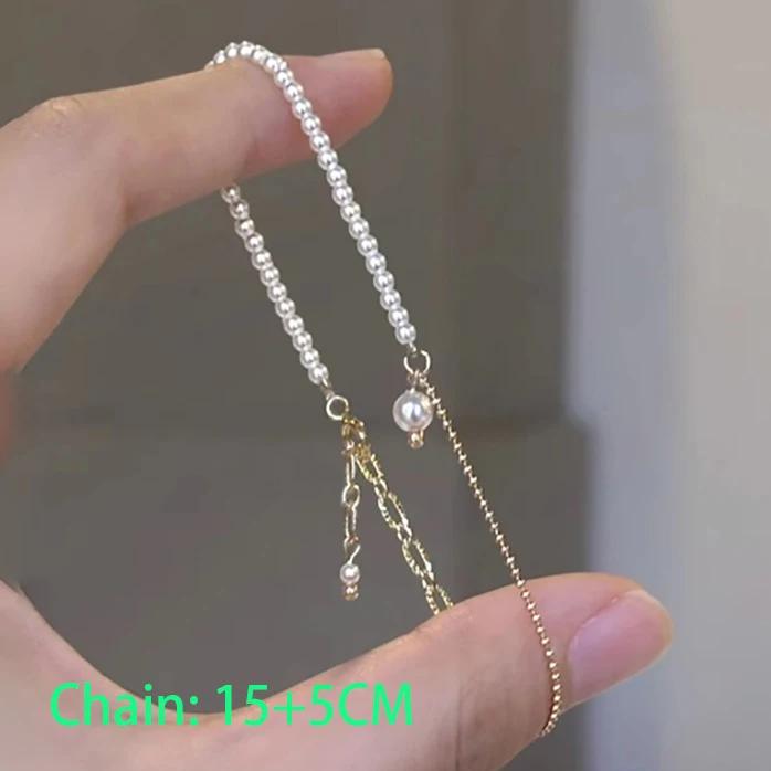 Pravé Sterlingové Stříbro Perlový Korálkový Řetízek Kulaté Přívěsky Náramky pro Ženy Minimalistické Klasické Jemné Doplňky