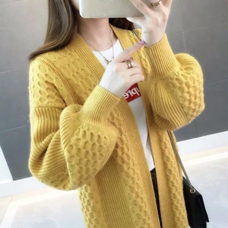 Women's Sweater Cardigan Mid Length Autumn New Loose Korean Version Knitted Sweater Jacket