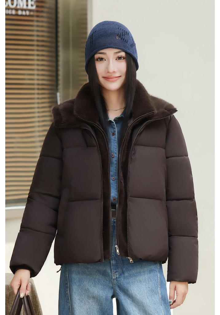 Women's Winter 2026 Korean Style Short Down Jacket - Two-Piece Hooded Patchwork Puffer Coat