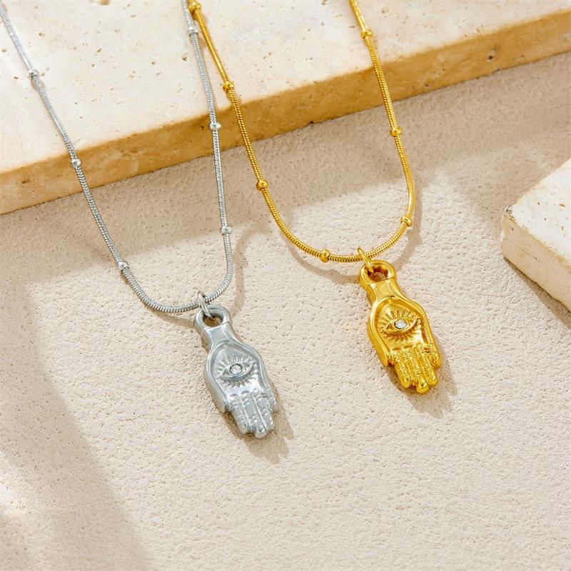 Goldene Hamsa Nazar Anhänger Halskette mit Perlen Schlangen Kette