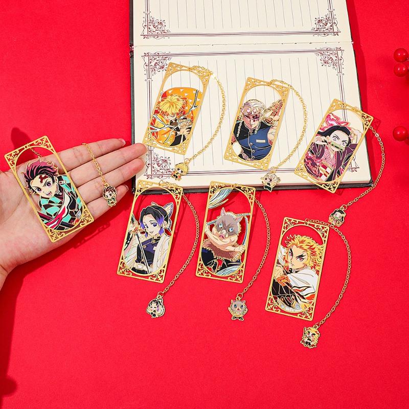 Anime Demon Slayer No Yaiba Metal Bookmark Tanjiro Nezuko Zenitsu Anime Cosplay Gift For Students Stationery Collection Bookmark