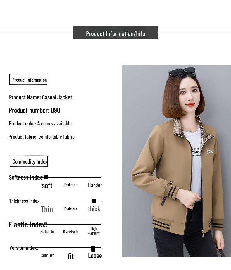 Women's Spring & Autumn 2025 Stylish Stand Collar Double-Sided Cardigan Coat for Middle-Aged Mothers