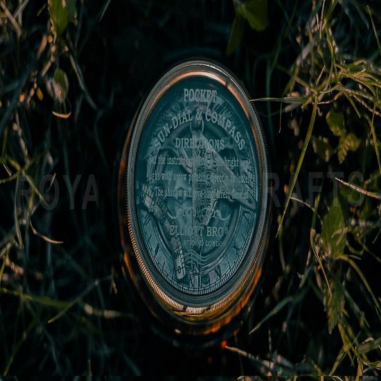 Antiikne vintage stiilis messingtrumm päikesekell kompass templiga nahkkarbiga sünnipäevakingiks, ristimiskingitus, pulmakink, parima mehe kingitus