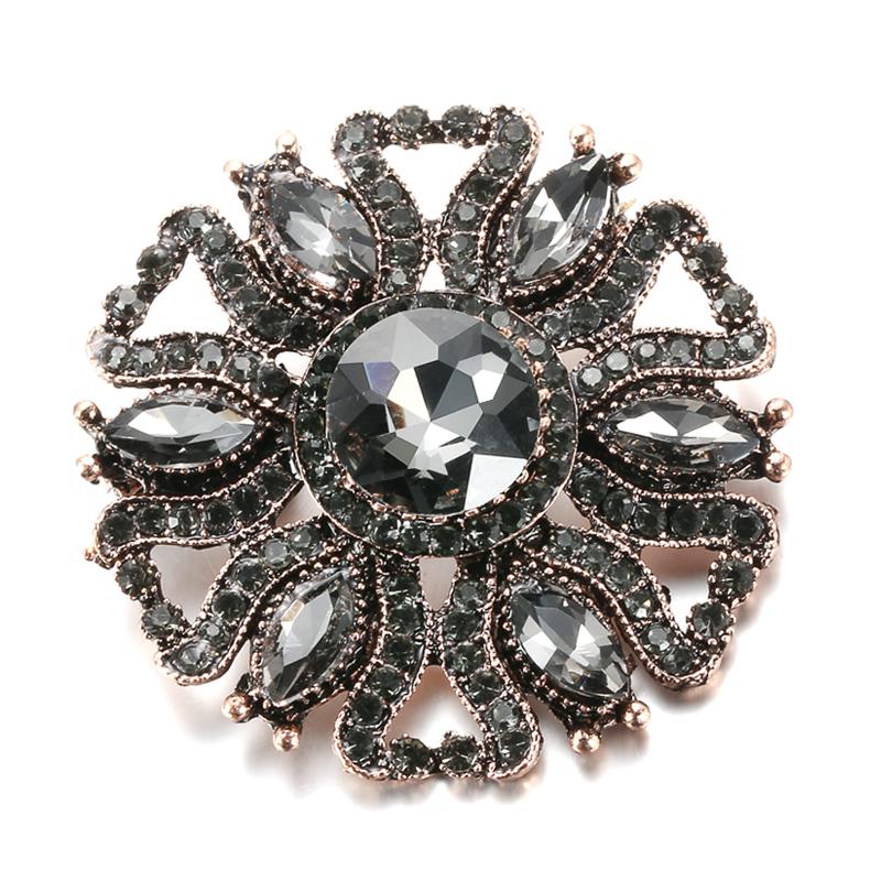 Vintage Weißer Kristallblumen-Türkischer Broschen-Pin für Damen Vergoldet Arabeske Strassstein-Brosche Revers Schal Broschen gray