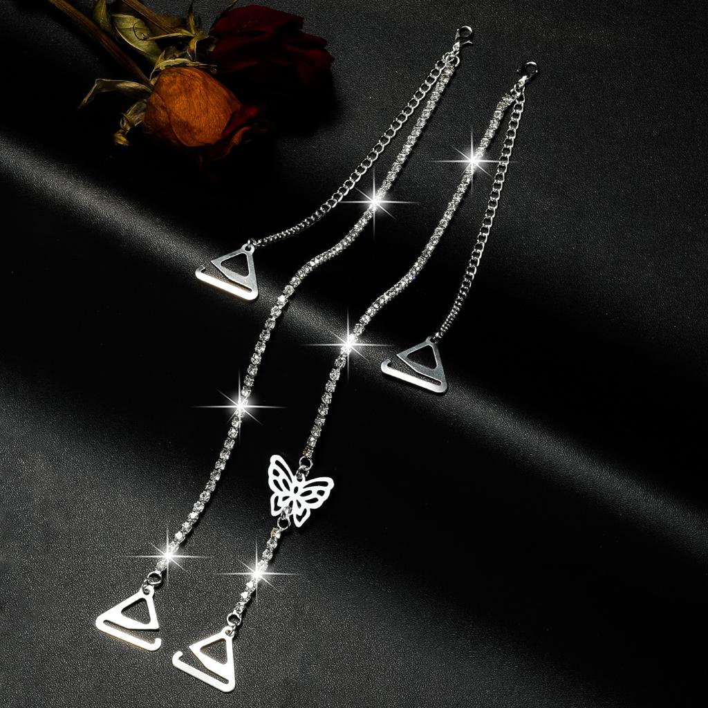 Adjustable Rhinestone Thin Bra Strap Butterfly Heart Crown Pendant Replacement Shoulder Strap Women Wedding Party Dress Accessory