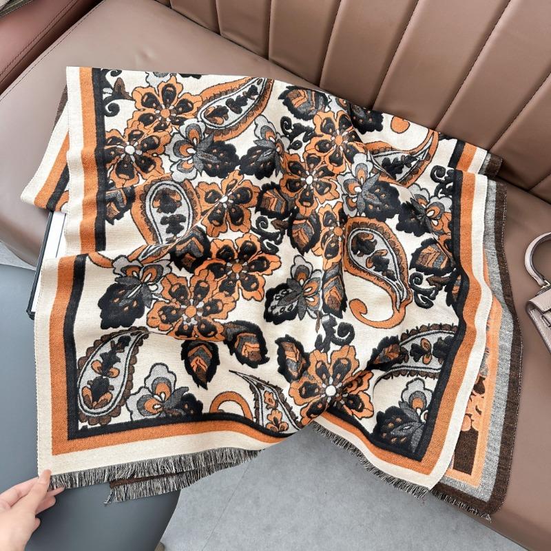 Travel warm thickened double-sided cashew jacquard imitation cashmere scarf temperament versatile retro shawl spring and autumn