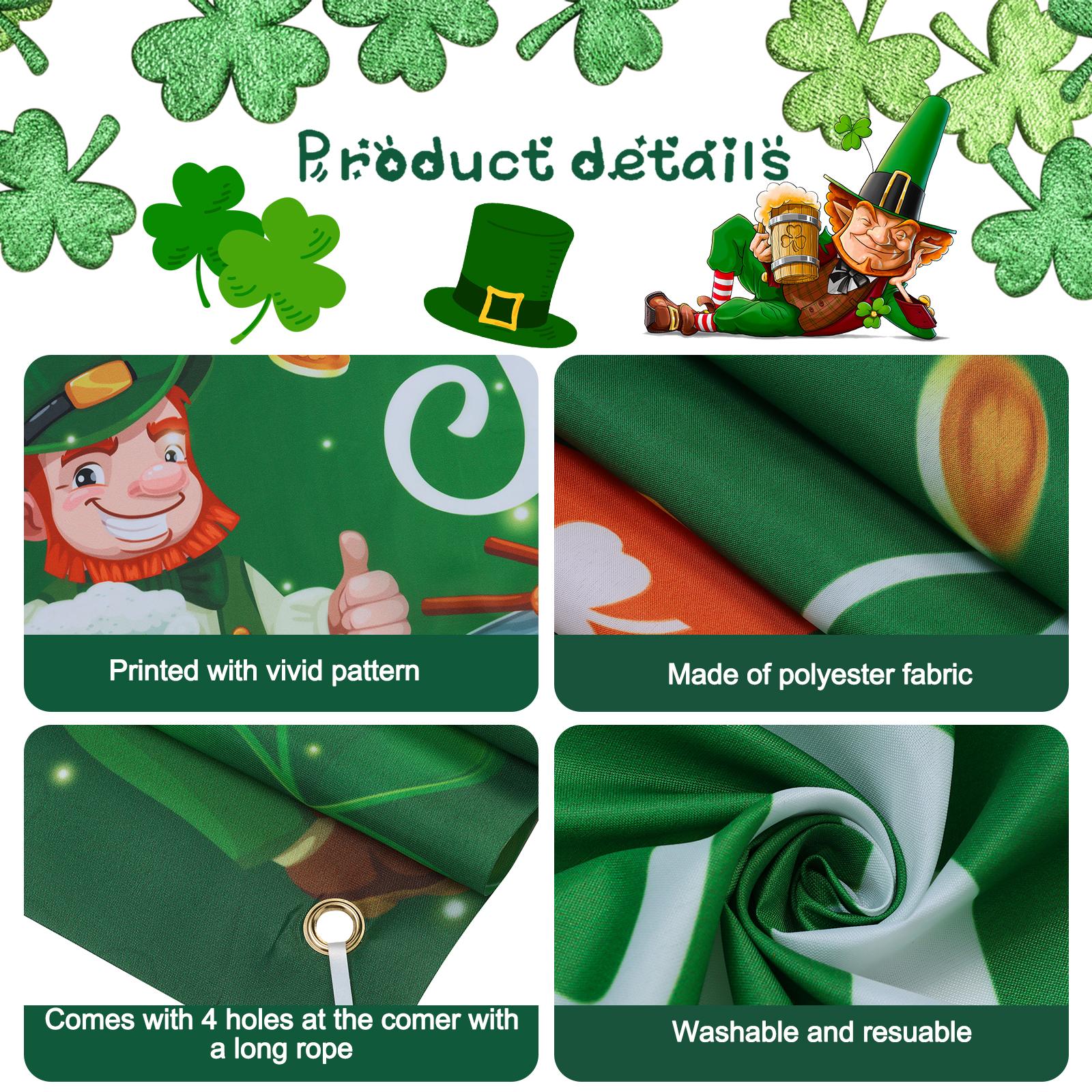 

Polyester Happy St Patricks Day Banner 71 X 43 St Patricks Day Decorations Party
